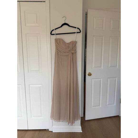 After Six Dresses & Skirts - After Six Beige Cream Strapless Chiffon Maxi Bridesmaid Gown